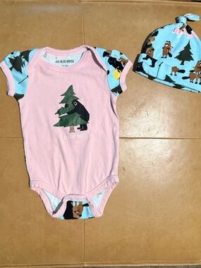Little Blue House Onesie and Hat 18-24 M